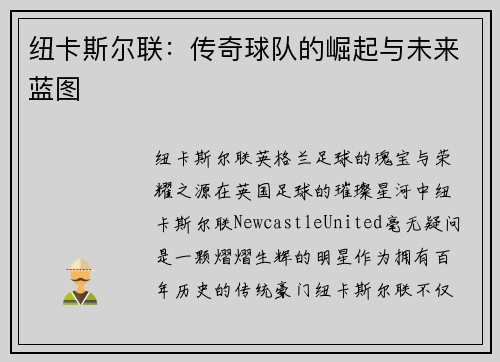纽卡斯尔联：传奇球队的崛起与未来蓝图