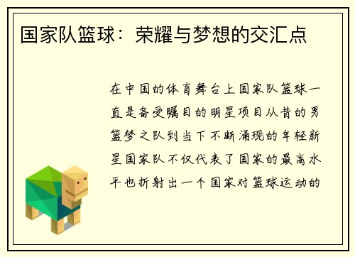国家队篮球：荣耀与梦想的交汇点