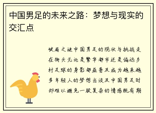 中国男足的未来之路：梦想与现实的交汇点